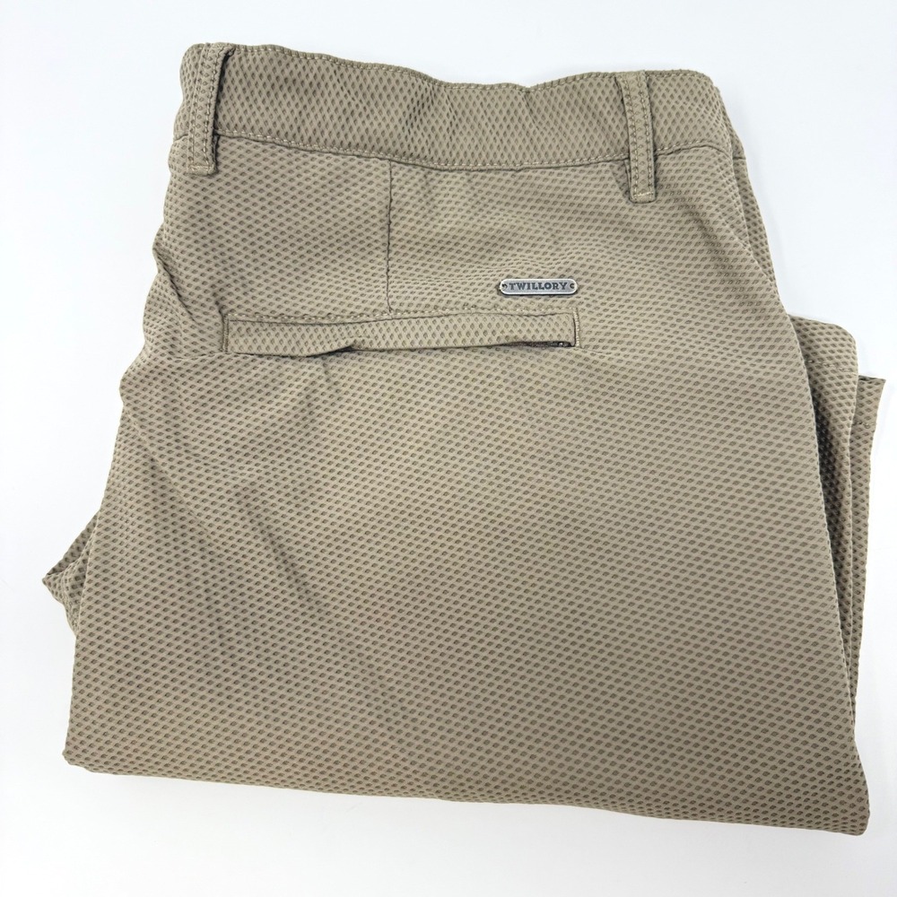 Twillory Performance Shorts Mens 40 Khaki‎ Tan Tailored Fit Technical Golf Mesh